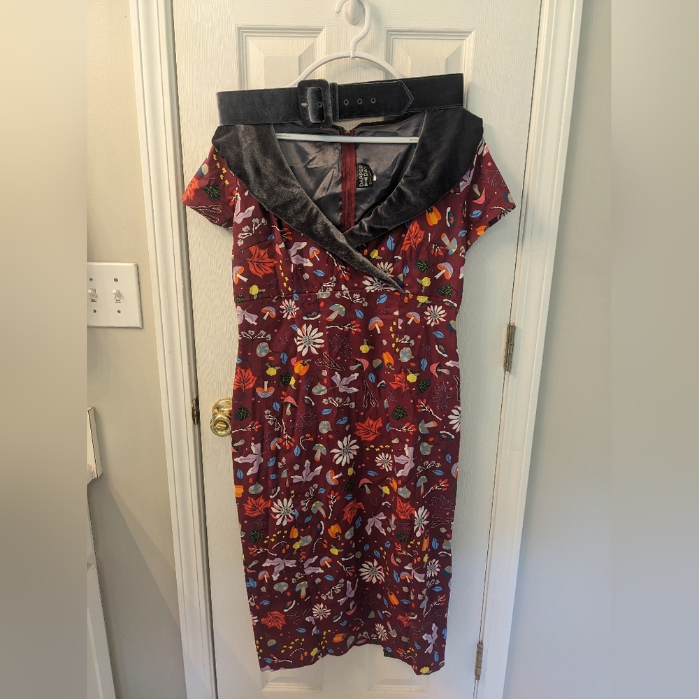 Pinup Girl Clothing Christina dress XL Dapper Day Plum First Frost
